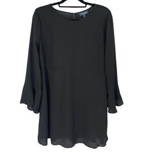Modcloth Black Sheer Bell Sleeve Flowy Shift Dress Size L New